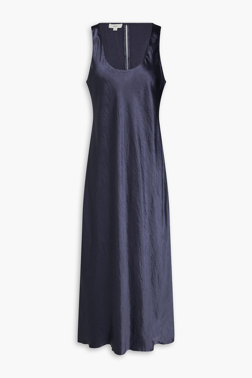 vince. - crinkled-satin midi dress - blue - m