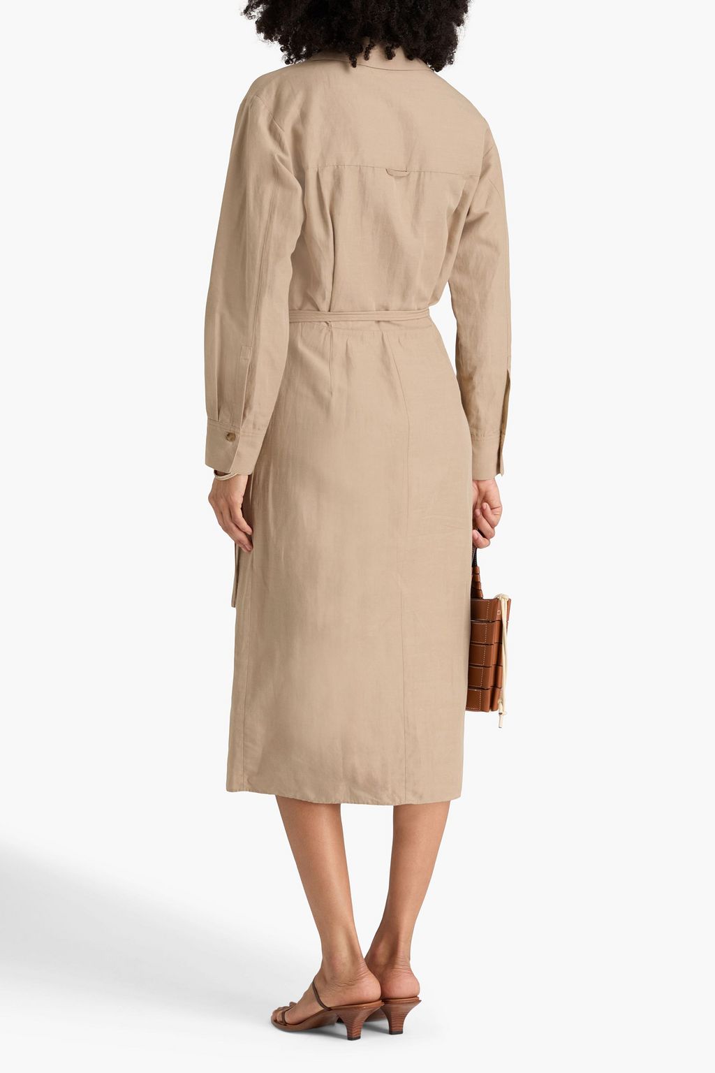 VINCE. فستان متوسط الطول بحبكة سلوب بتصميم ملتف