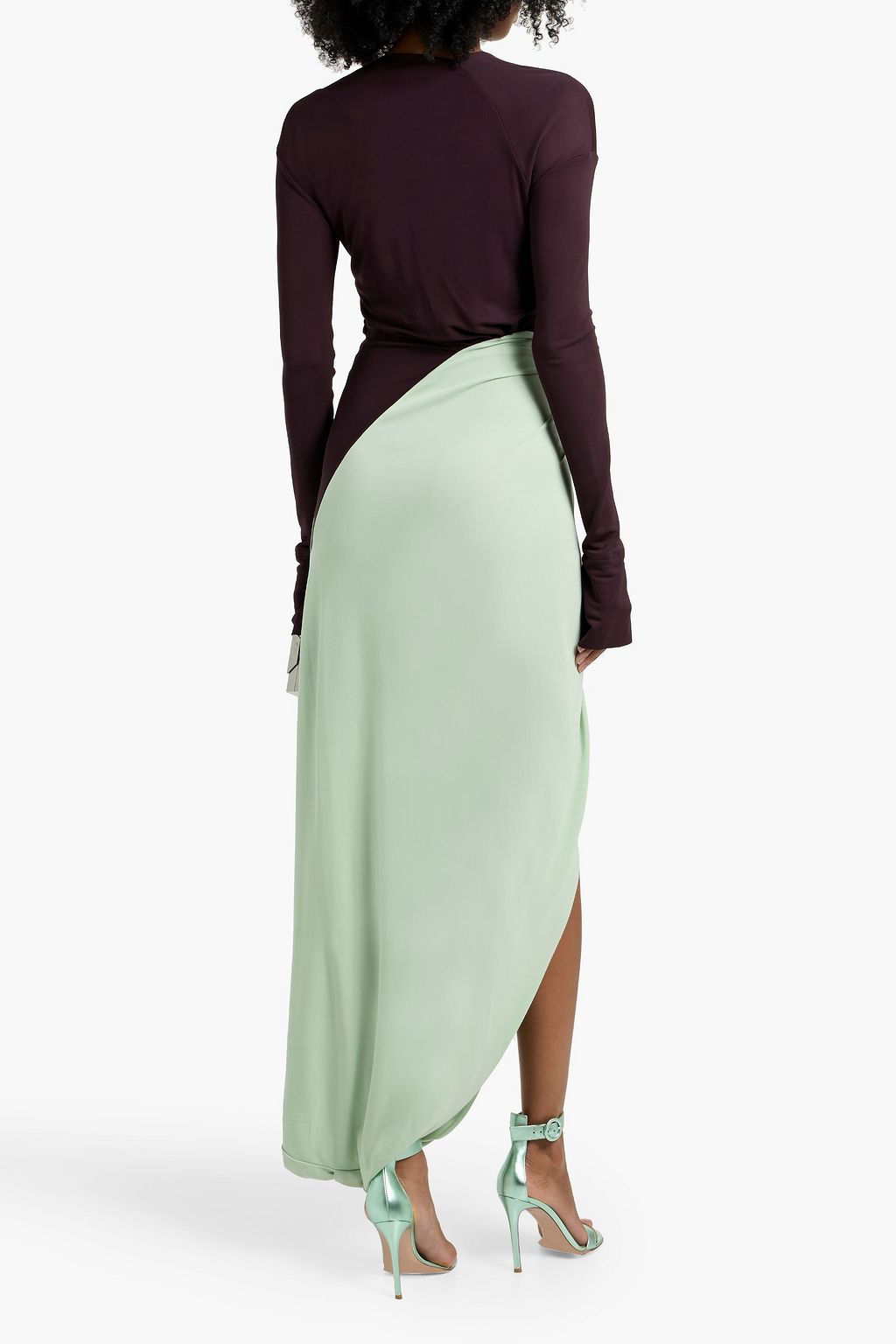 VICTORIA BECKHAM Draped two-tone jersey maxi dress