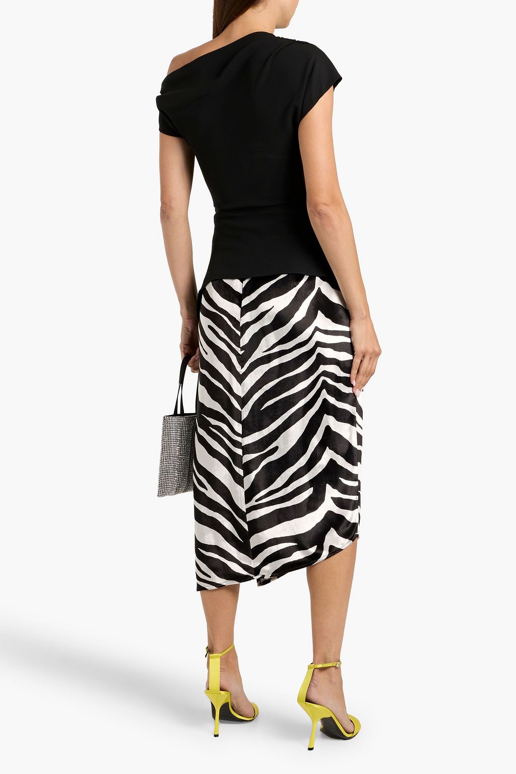 SIMKHAI Saskia one-shoulder draped crepe top