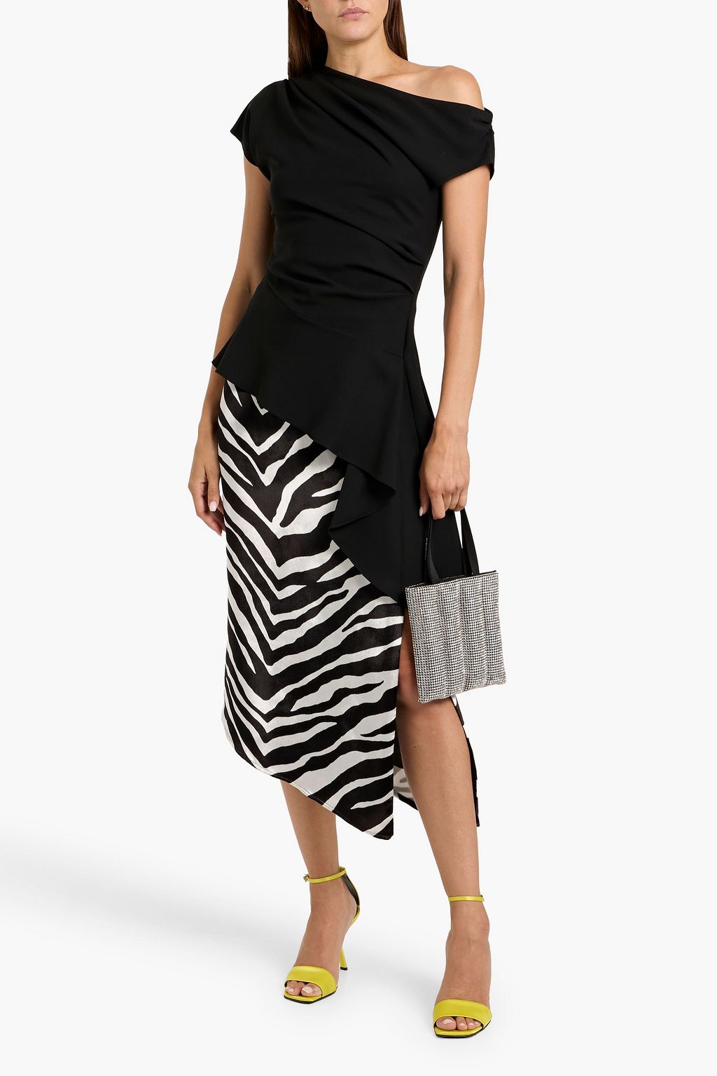 SIMKHAI Saskia one-shoulder draped crepe top