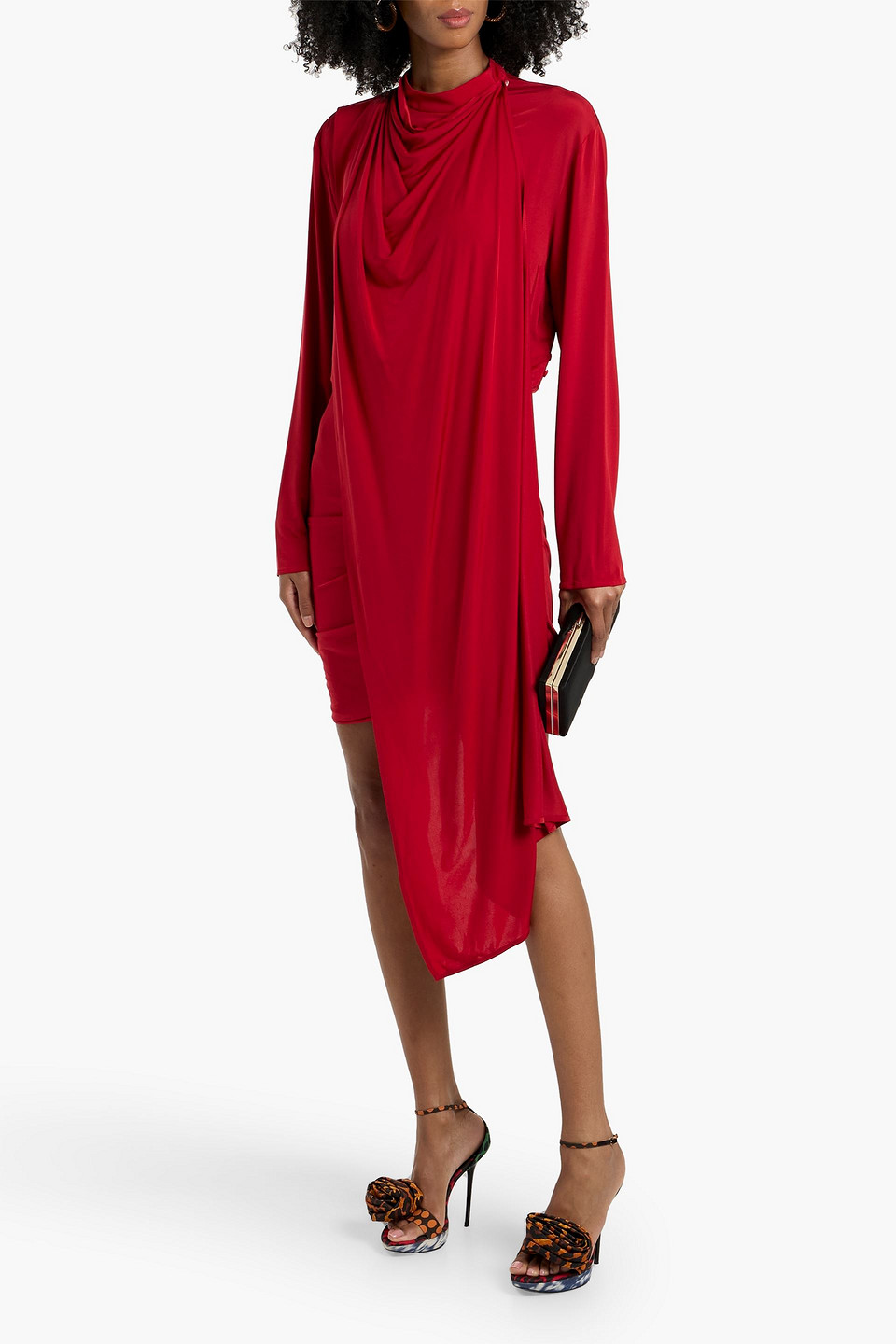 Magda Butrym Draped Layered Stretch-jersey Mini Dress In Red