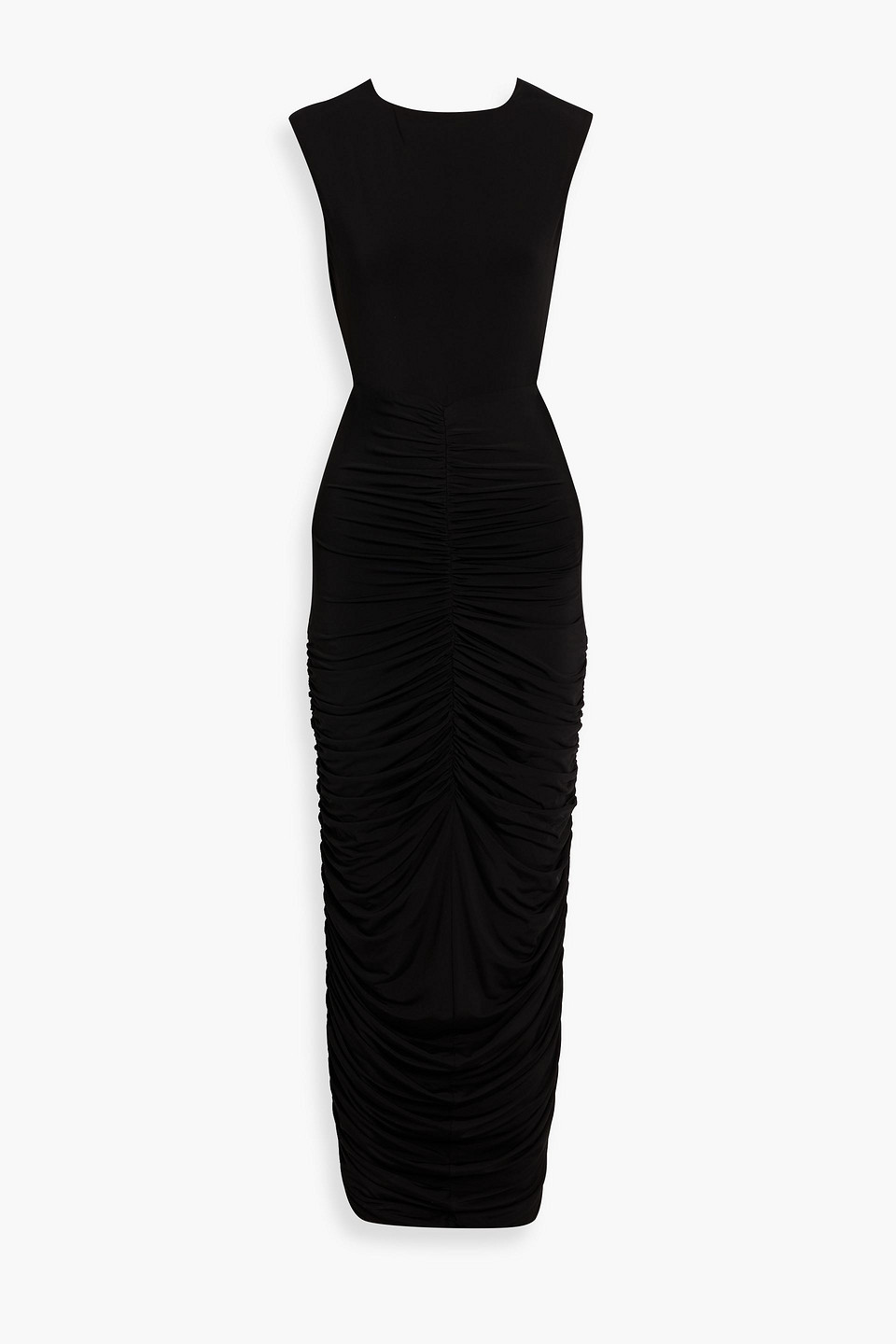 Magda Butrym Open-back Ruched Stretch-jersey Maxi Dress In Black