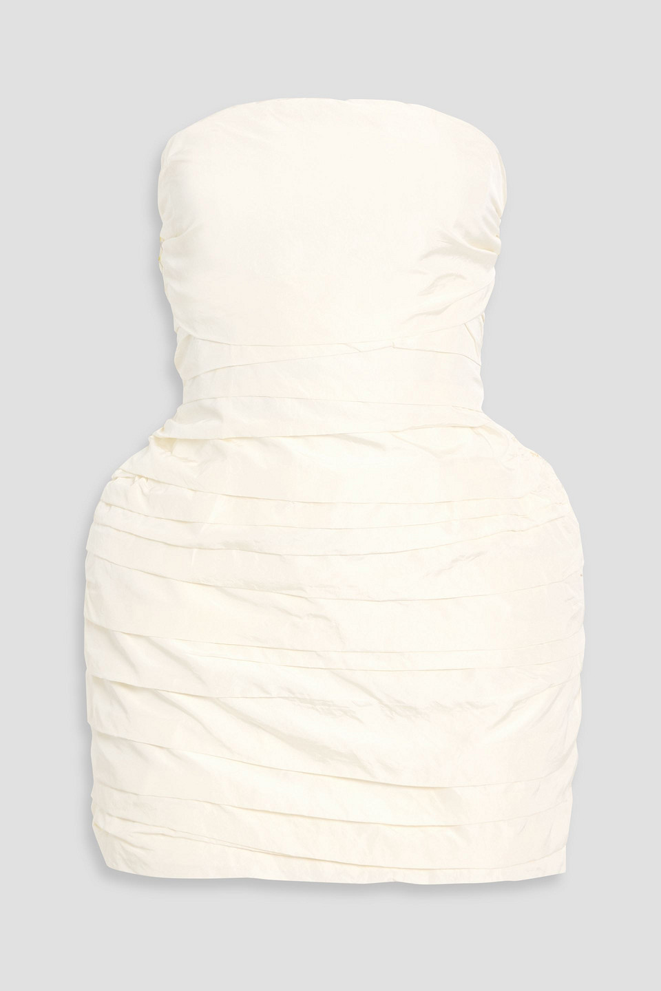 Magda Butrym Strapless Ruched Silk-taffeta Mini Dress In White