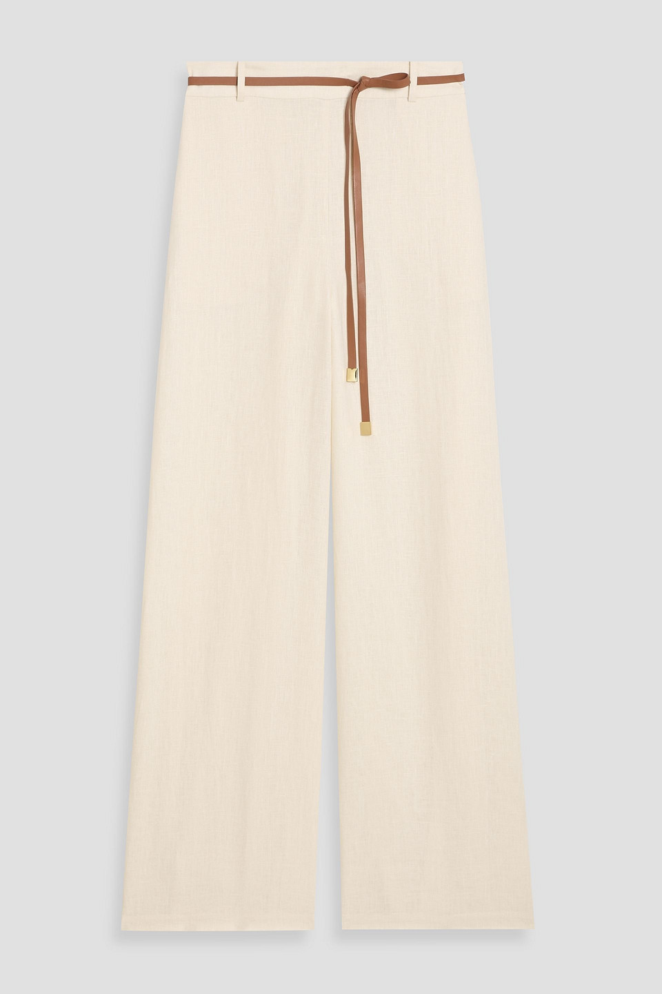 Zimmermann Belted Linen Wide-leg Pants In White
