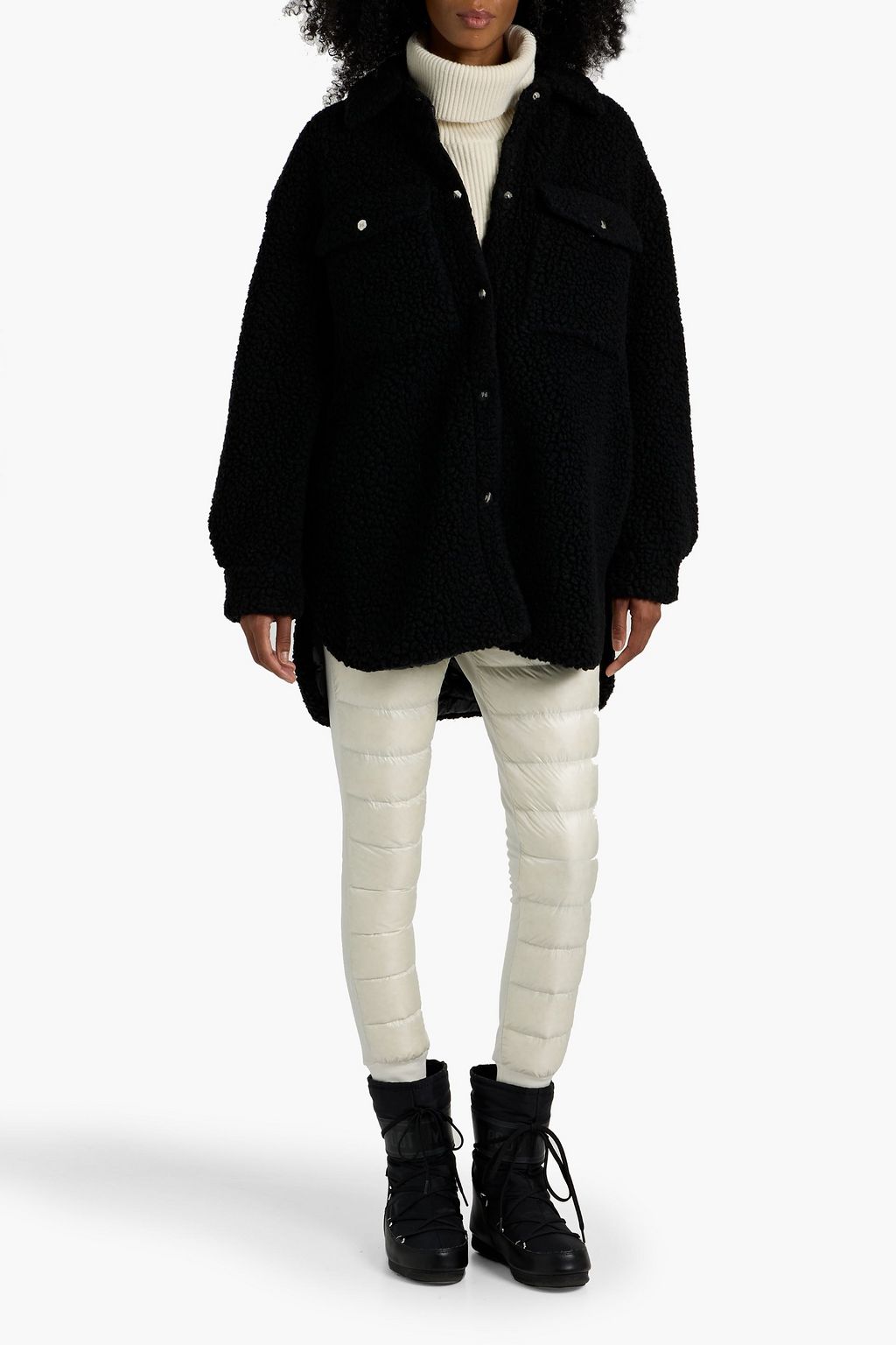 HOLDEN Shell-paneled teddy fleece jacket