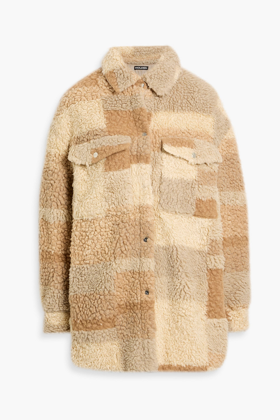 Holden Shell-paneled Printed Teddy Fleece Jacket In Multi