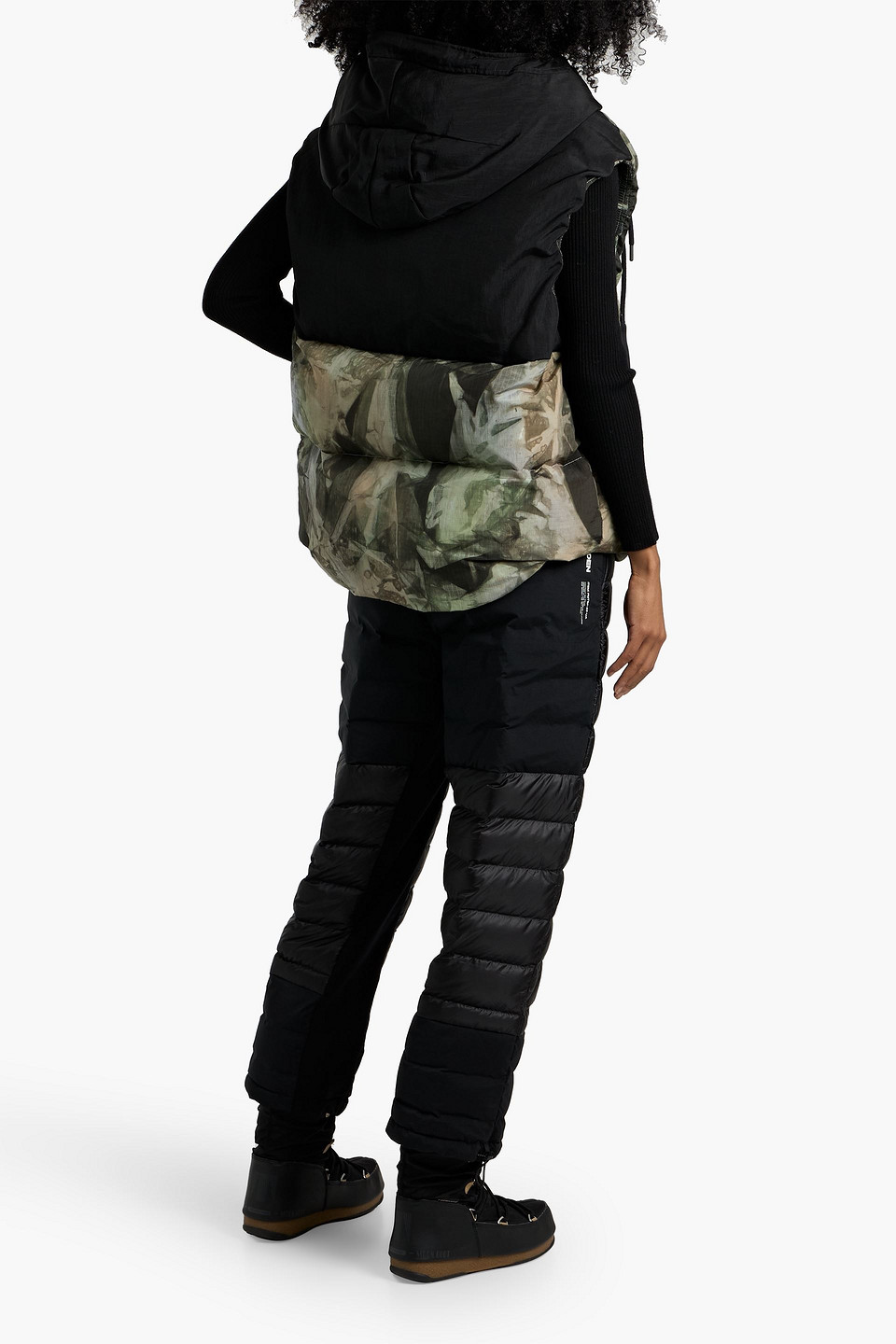 Holden Canvas-paneled Printed Ripstop Hooded Vest In Green