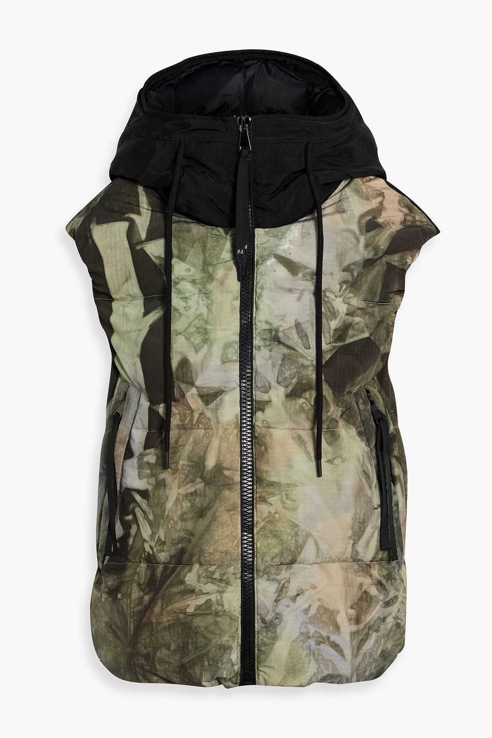 Holden Canvas-paneled Printed Ripstop Hooded Vest In Green