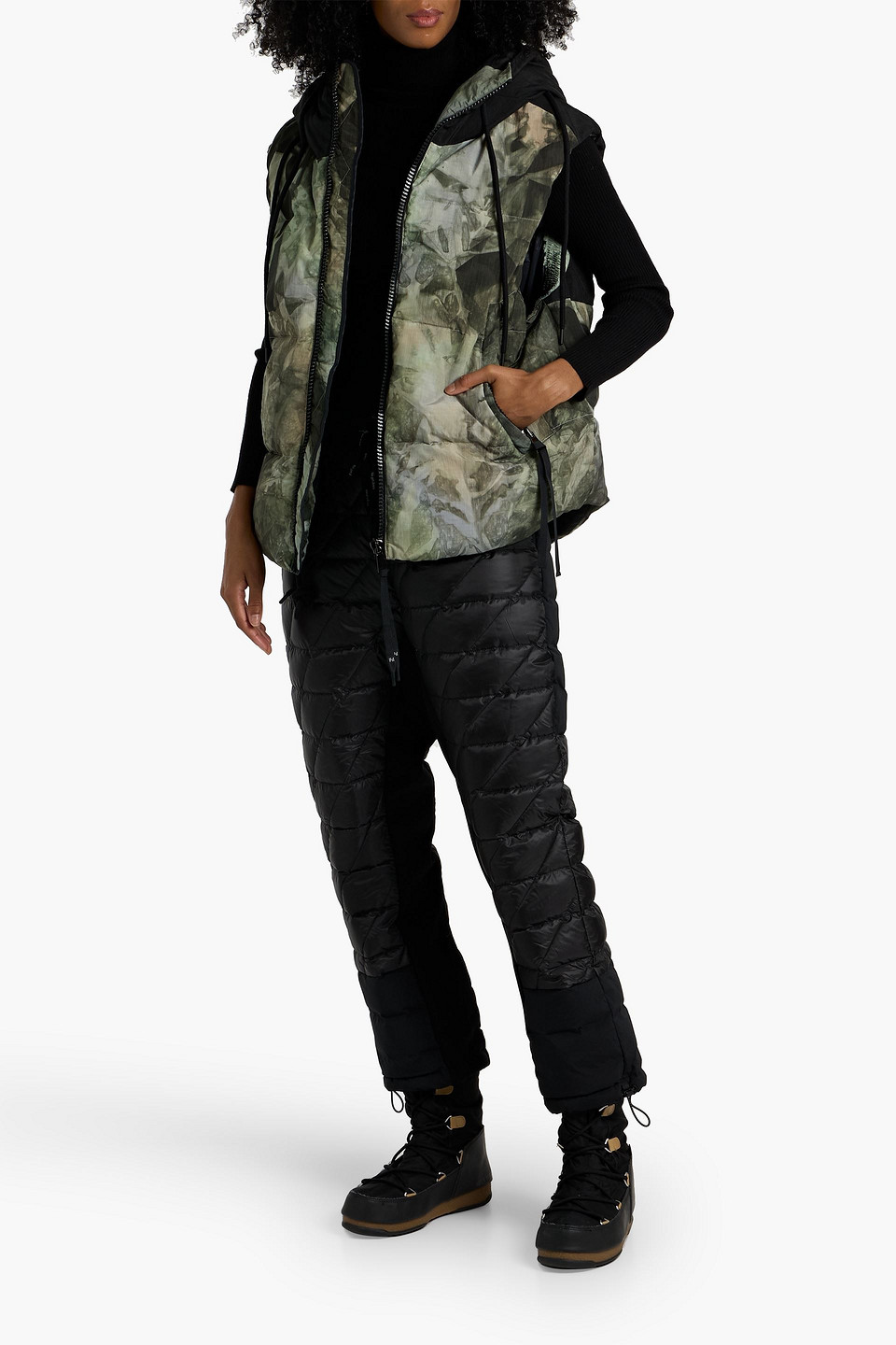 Holden Canvas-paneled Printed Ripstop Hooded Vest In Green