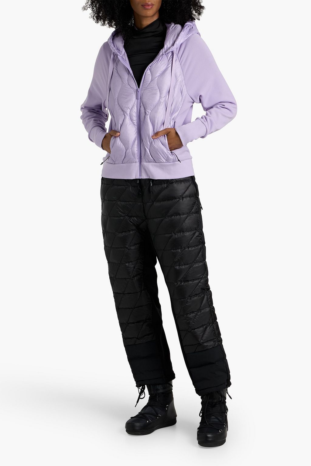 HOLDEN Fleece-paneled quilted shell down hoodie