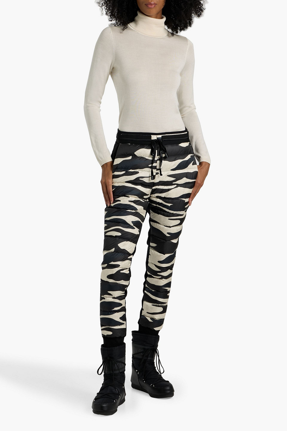 Holden Fleece-paneled Quilted Zebra-print Shell Track Pants In Multi