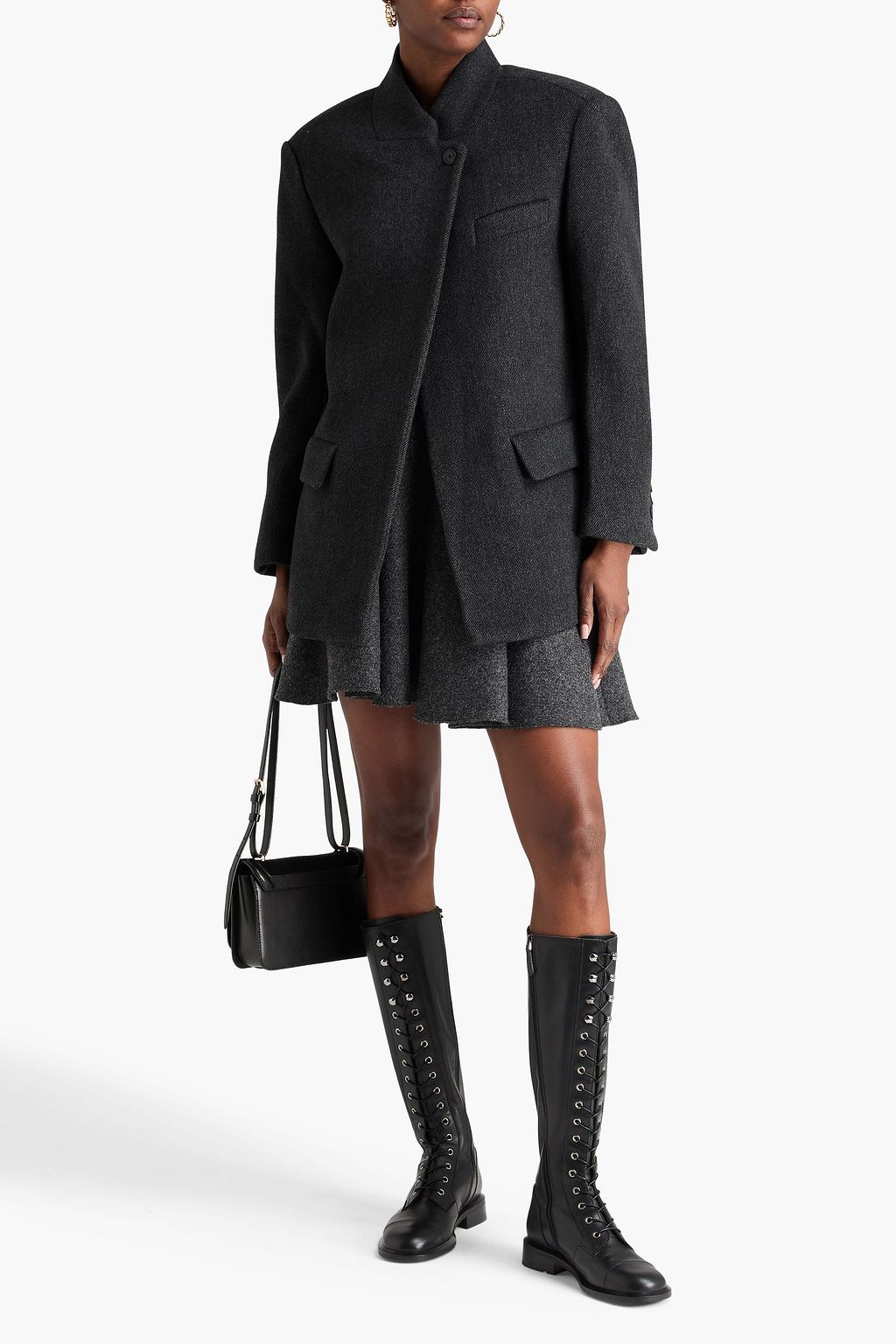 MAJE Wool-blend twill coat