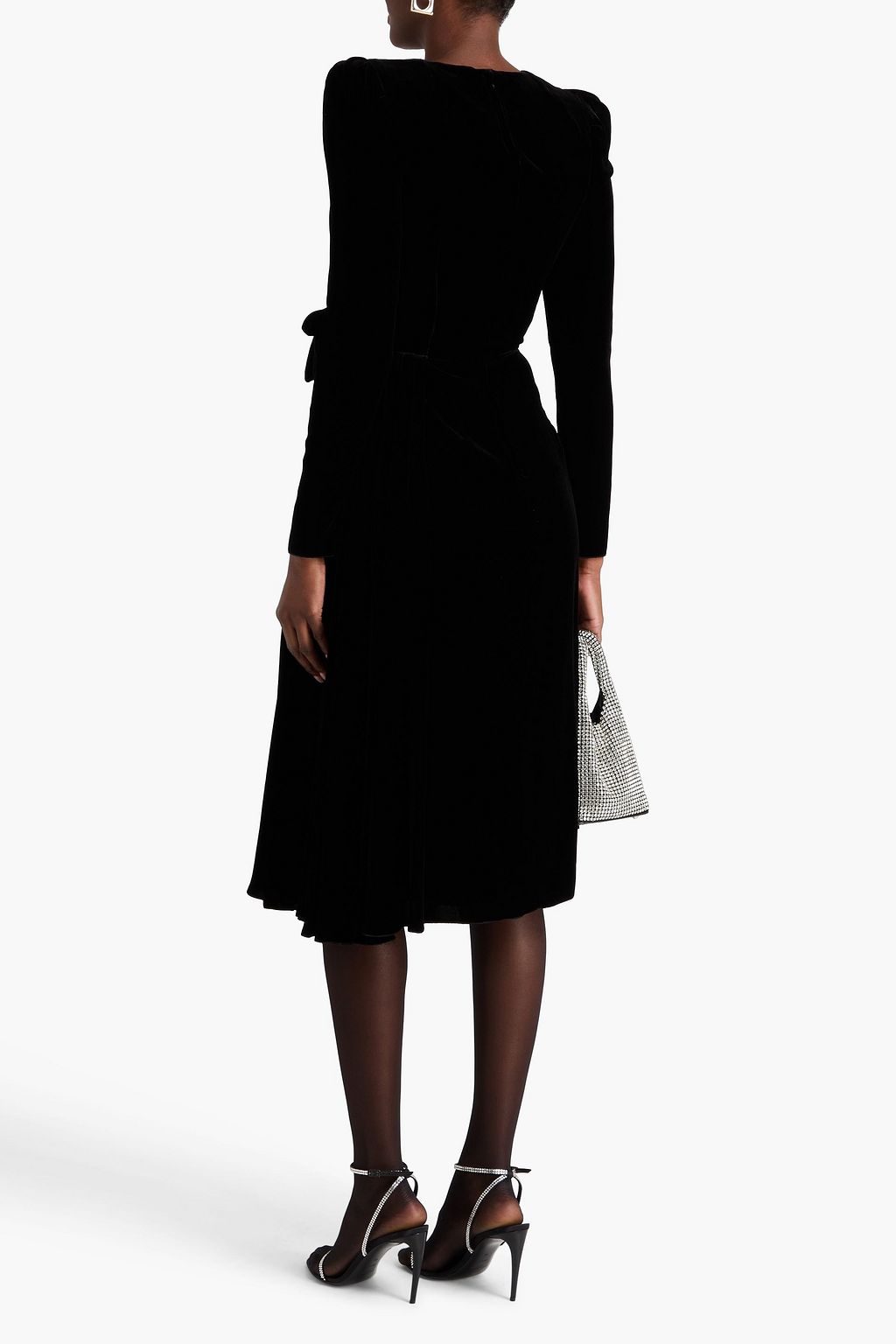 DOLCE&GABBANA Bow-detailed velvet midi dress