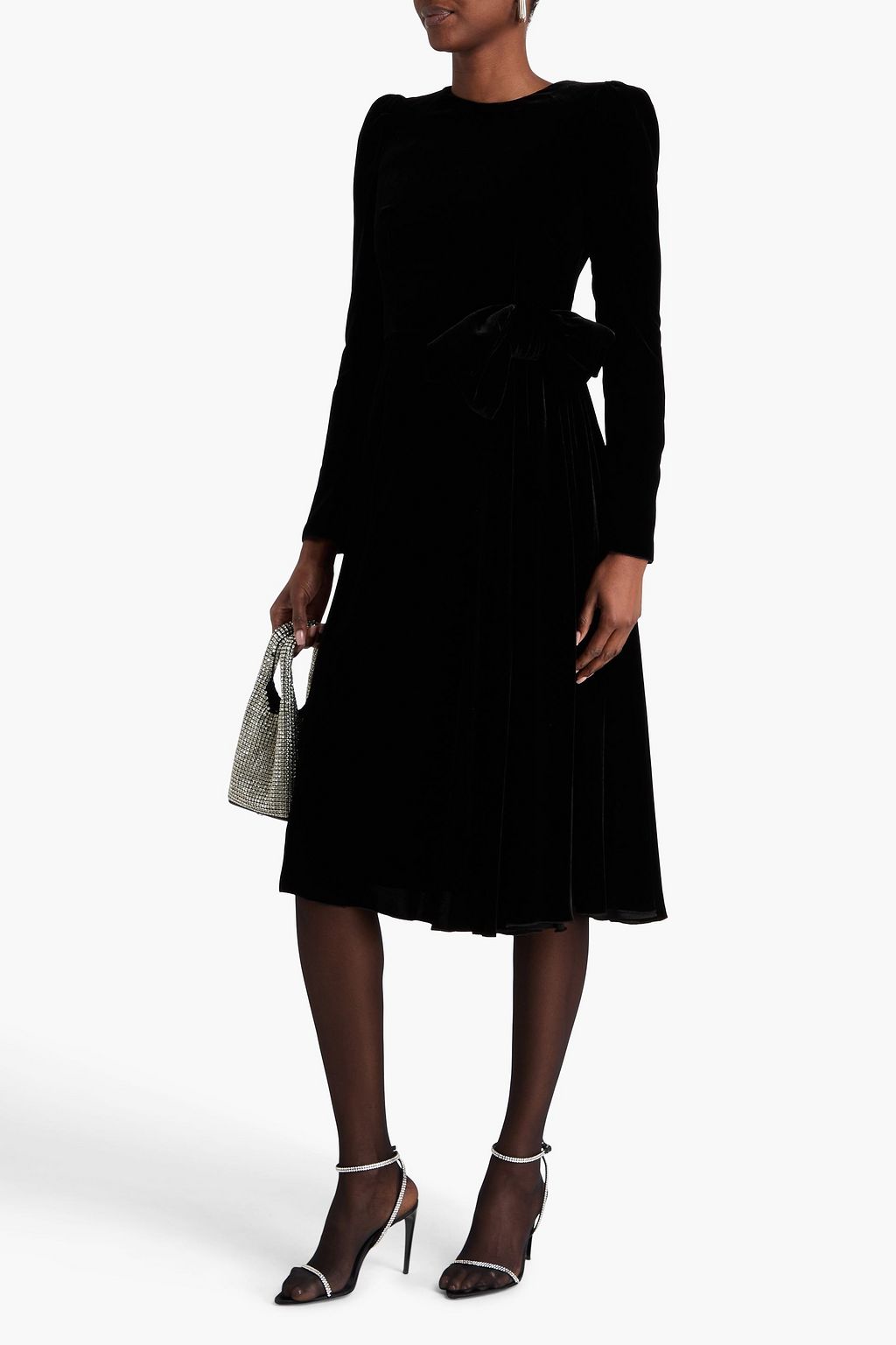 DOLCE&GABBANA Bow-detailed velvet midi dress
