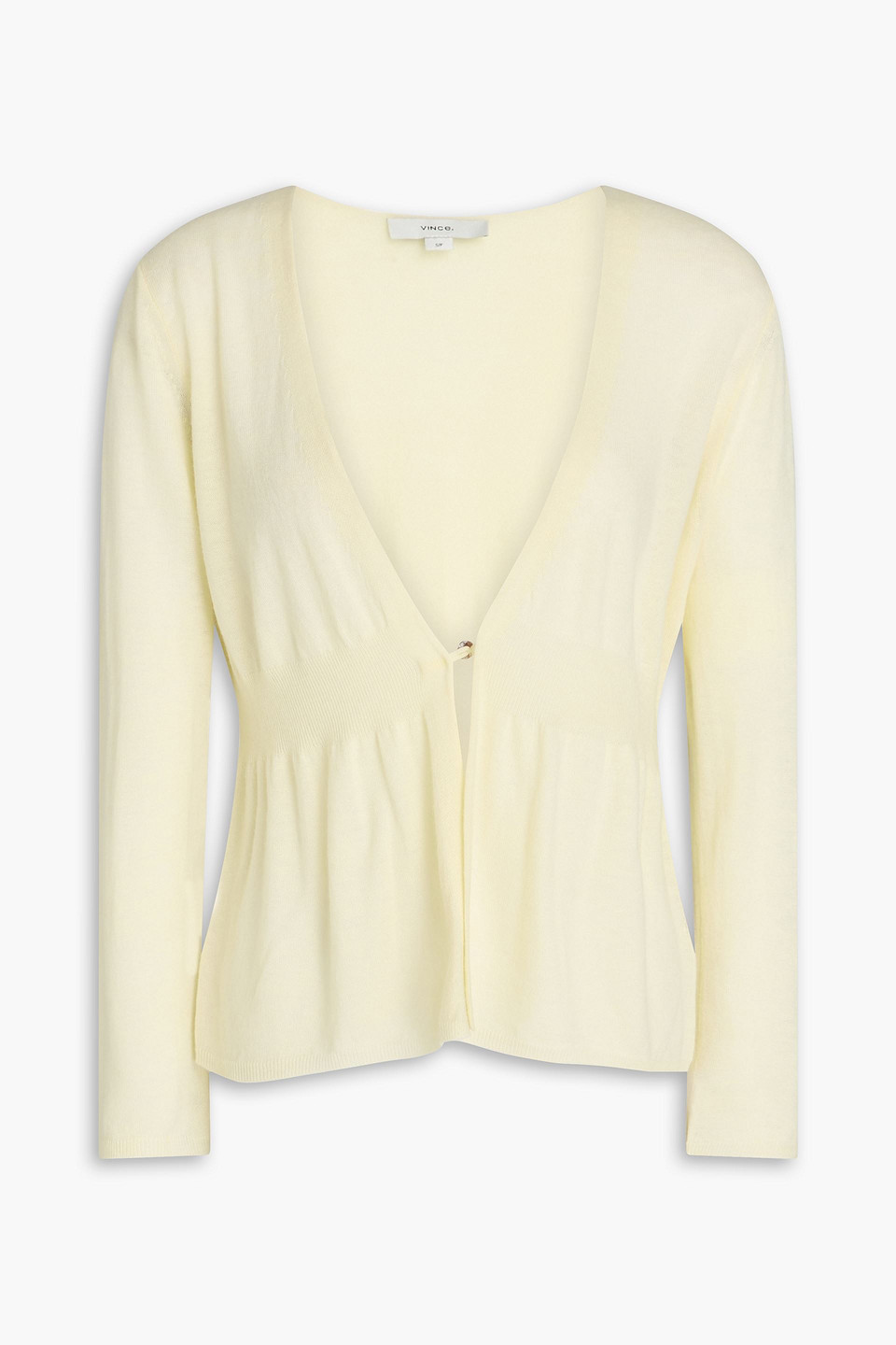 Vince Wool-blend Peplum Cardigan In Yellow