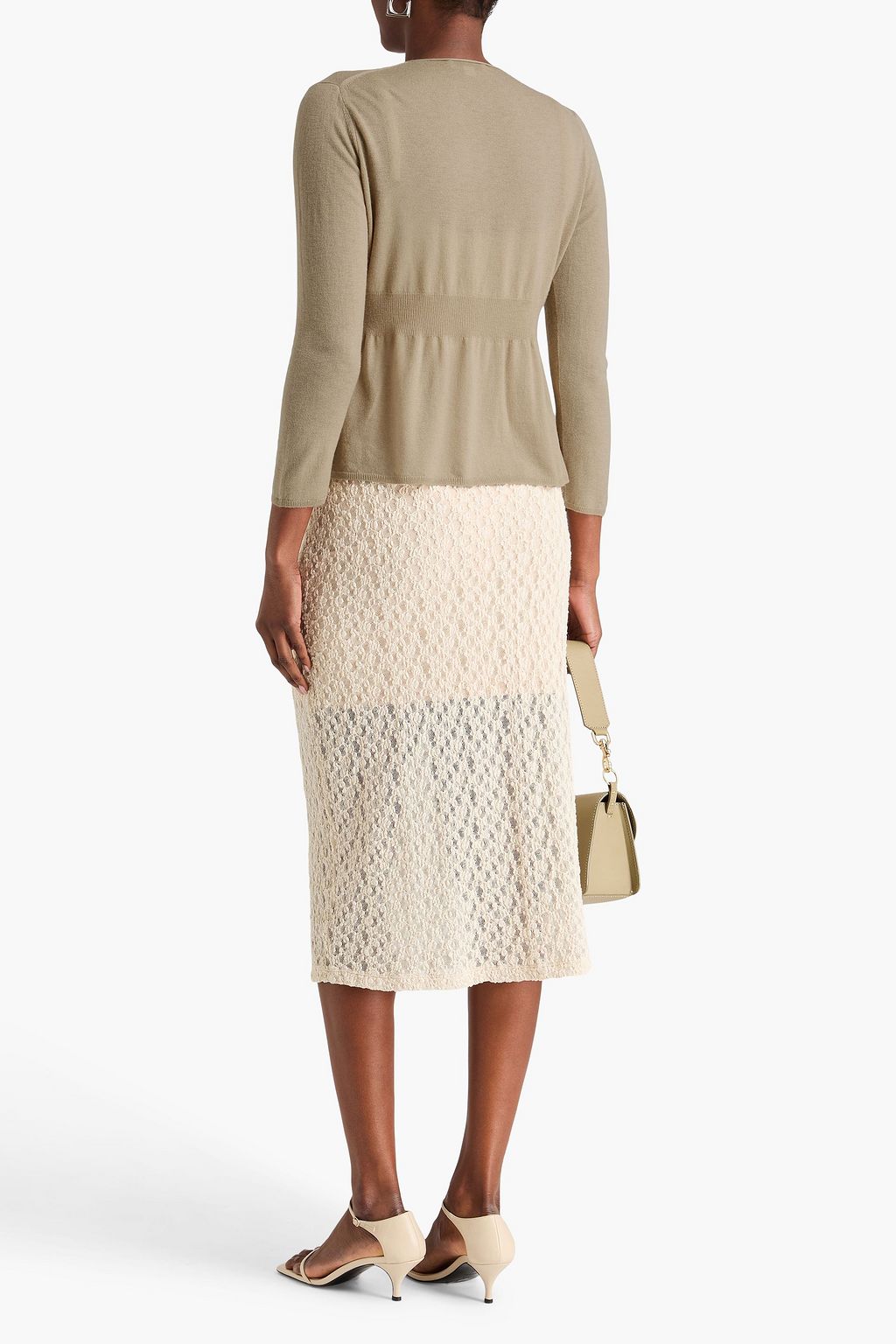 VINCE. Wool-blend peplum cardigan