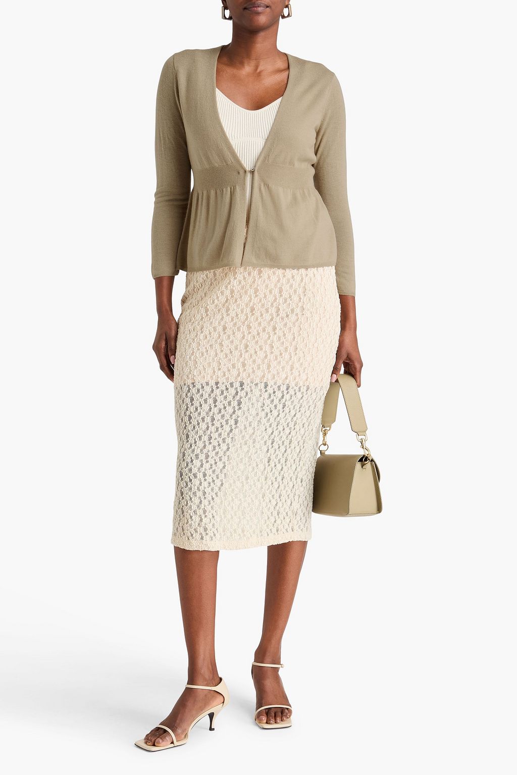 VINCE. Wool-blend peplum cardigan