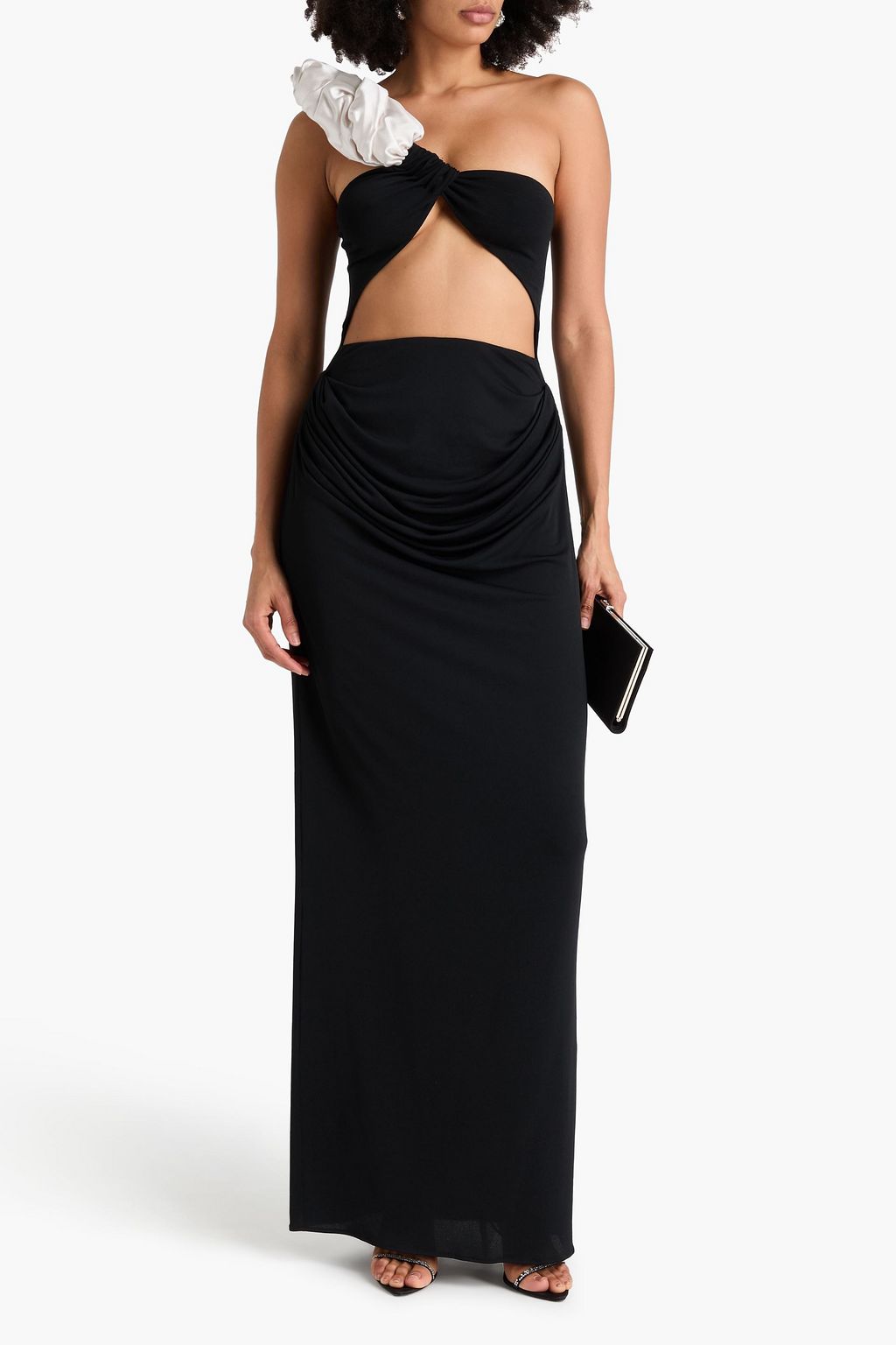 MAGDA BUTRYM One-shoulder silk-trimmed cutout jersey gown