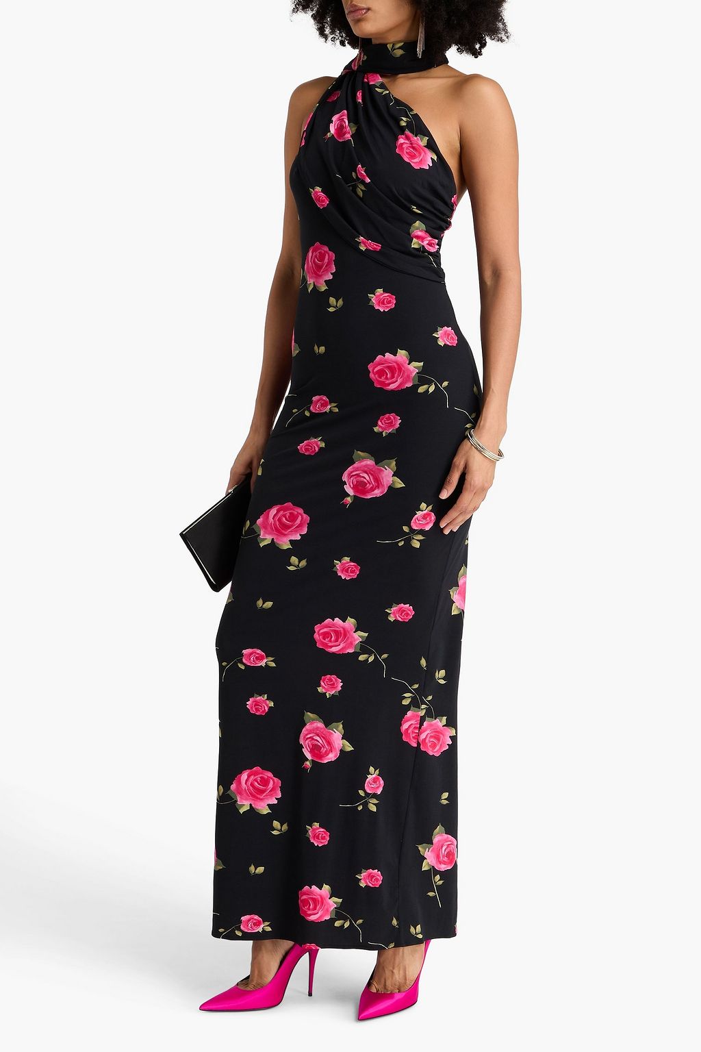 MAGDA BUTRYM One-shoulder draped floral-print jersey maxi dress
