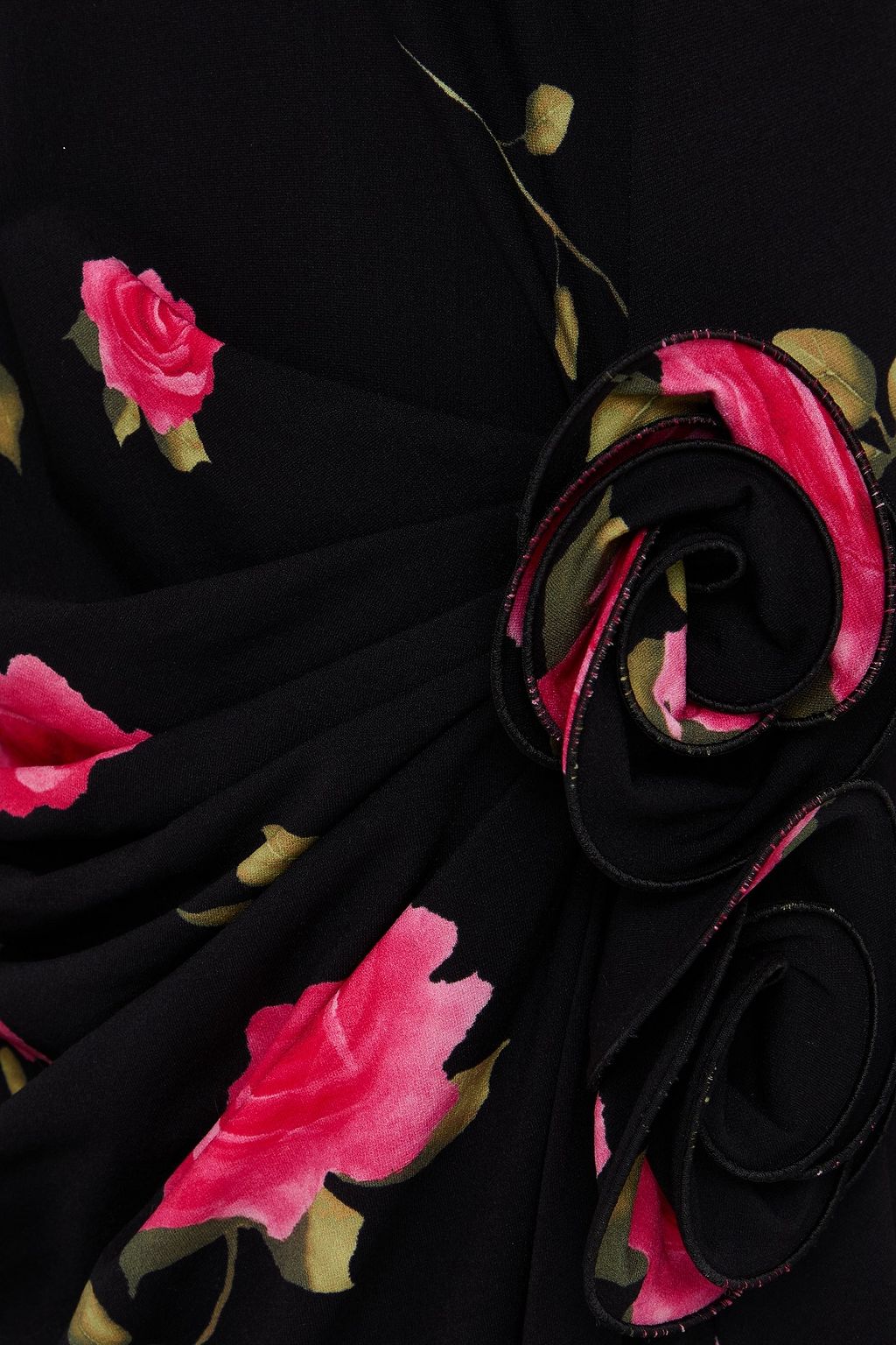 MAGDA BUTRYM Bedrucktes Midikleid aus Jersey mit Drapierung und floralen Applikationen