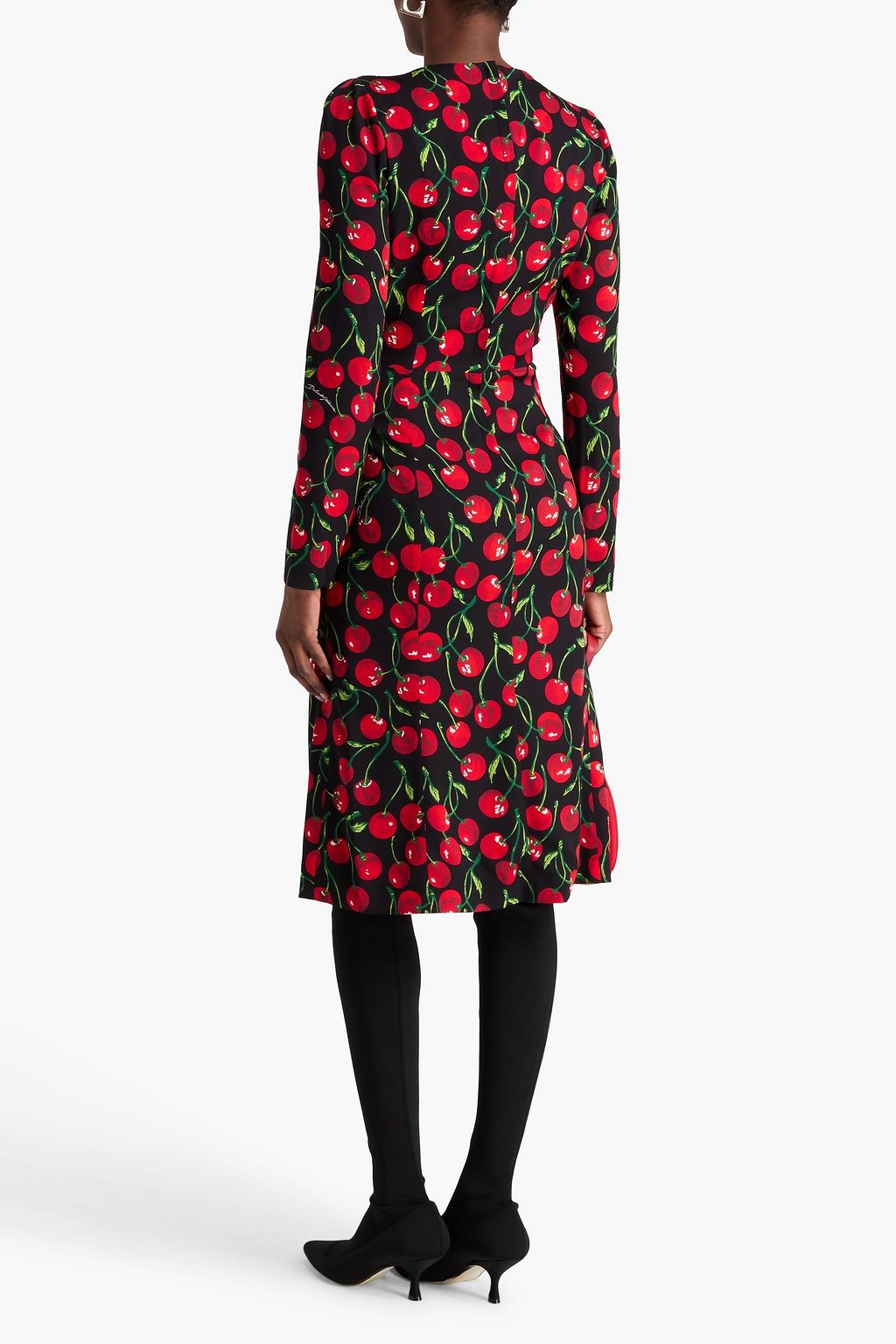 DOLCE&GABBANA فستان متوسط الطول من مزيج الحرير مطبّع برسومات