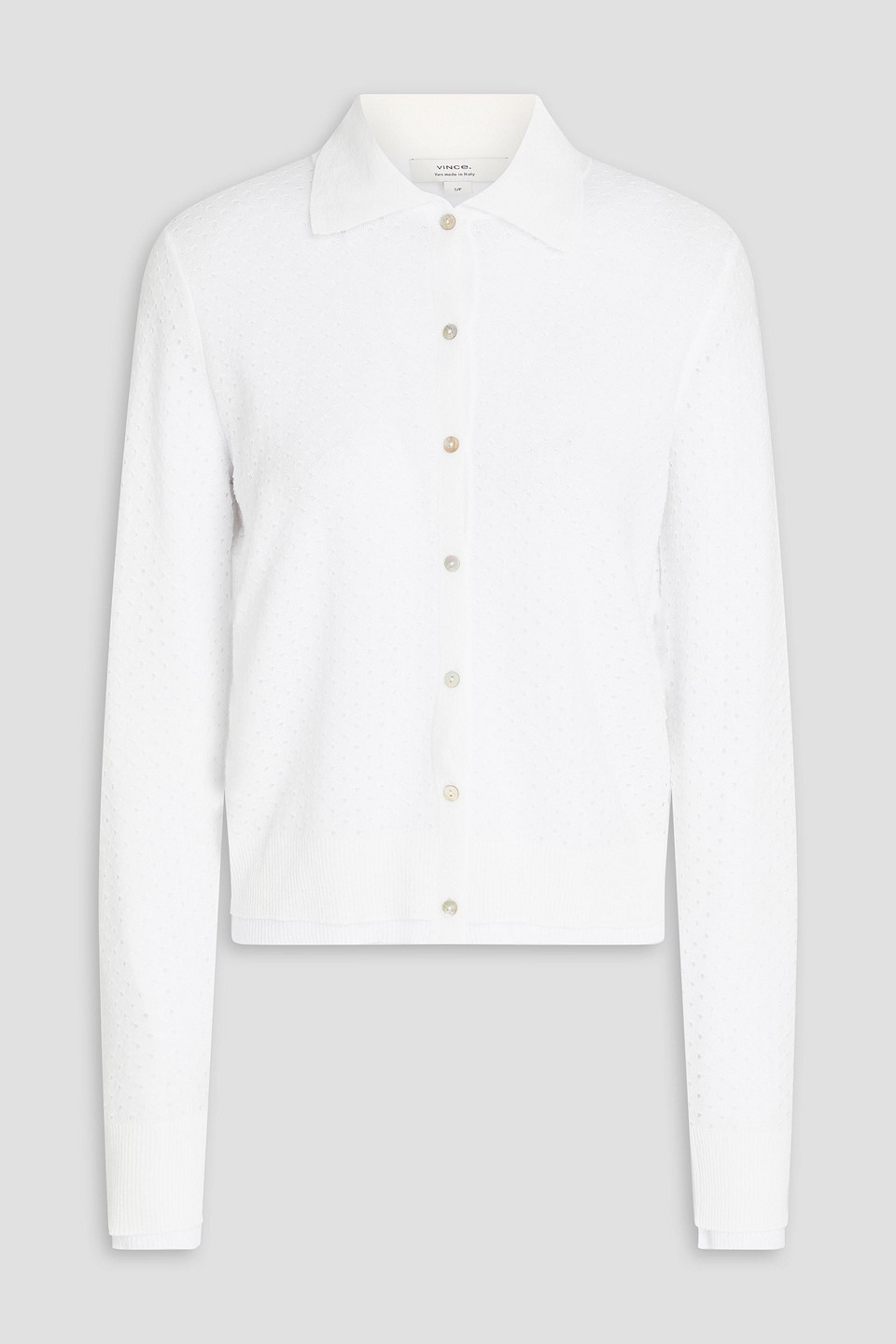 Vince Pointelle-knit Cotton-blend Cardigan In White