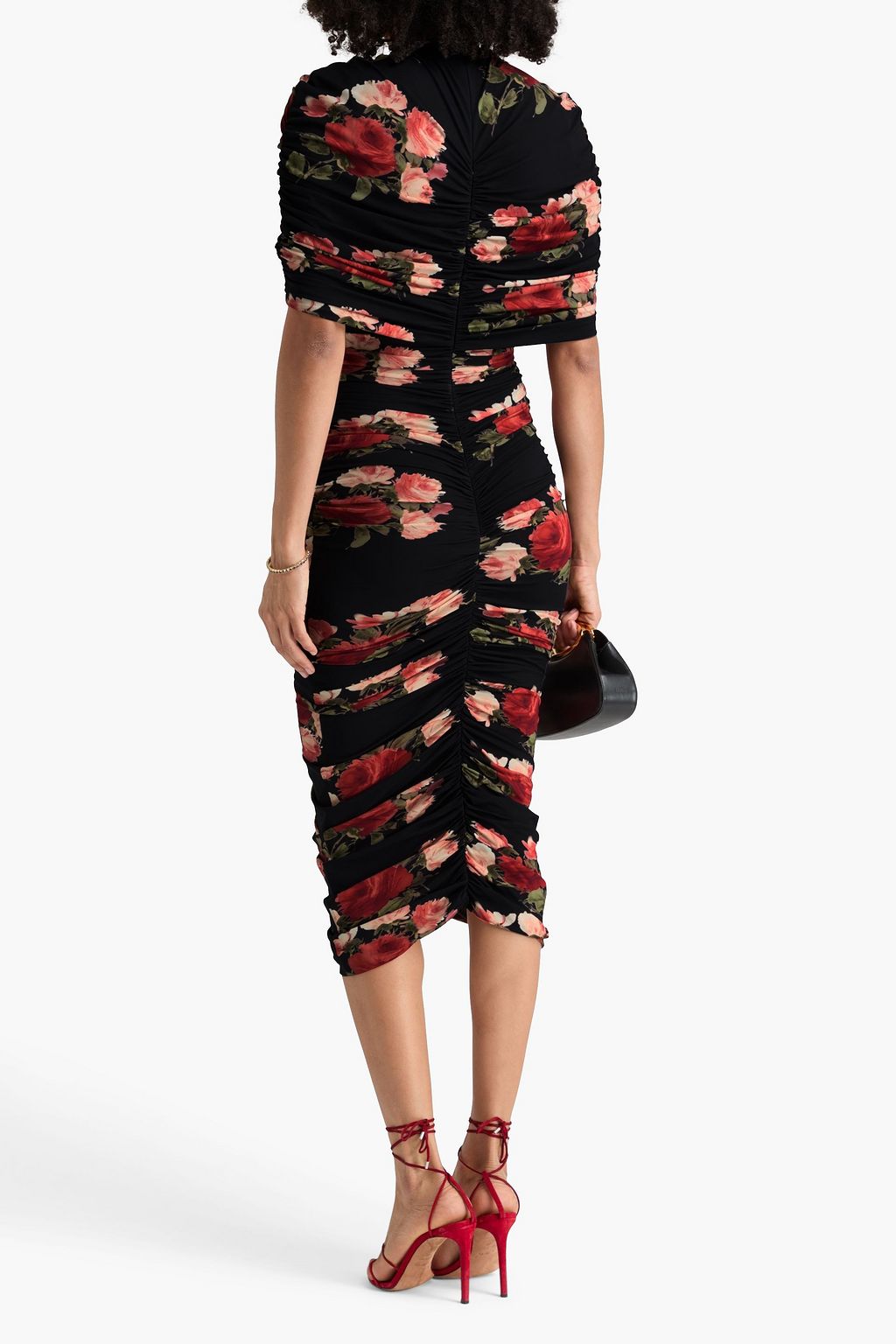 MAGDA BUTRYM Layered ruched floral-print jersey midi dress