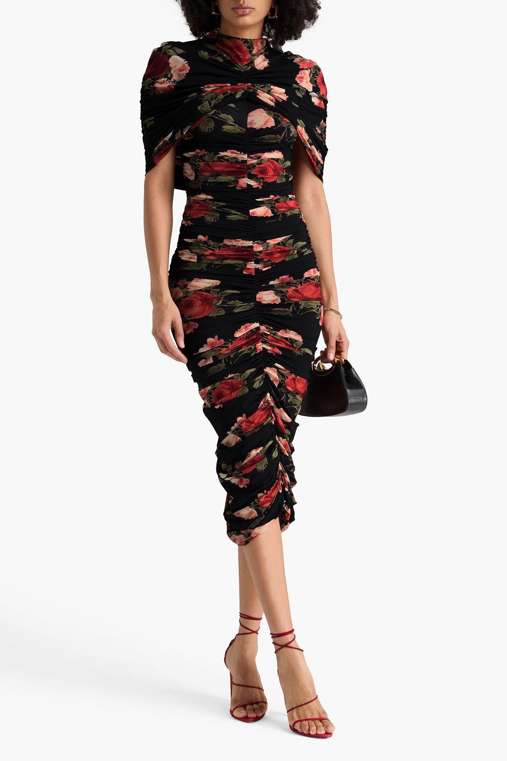 MAGDA BUTRYM Layered ruched floral-print jersey midi dress