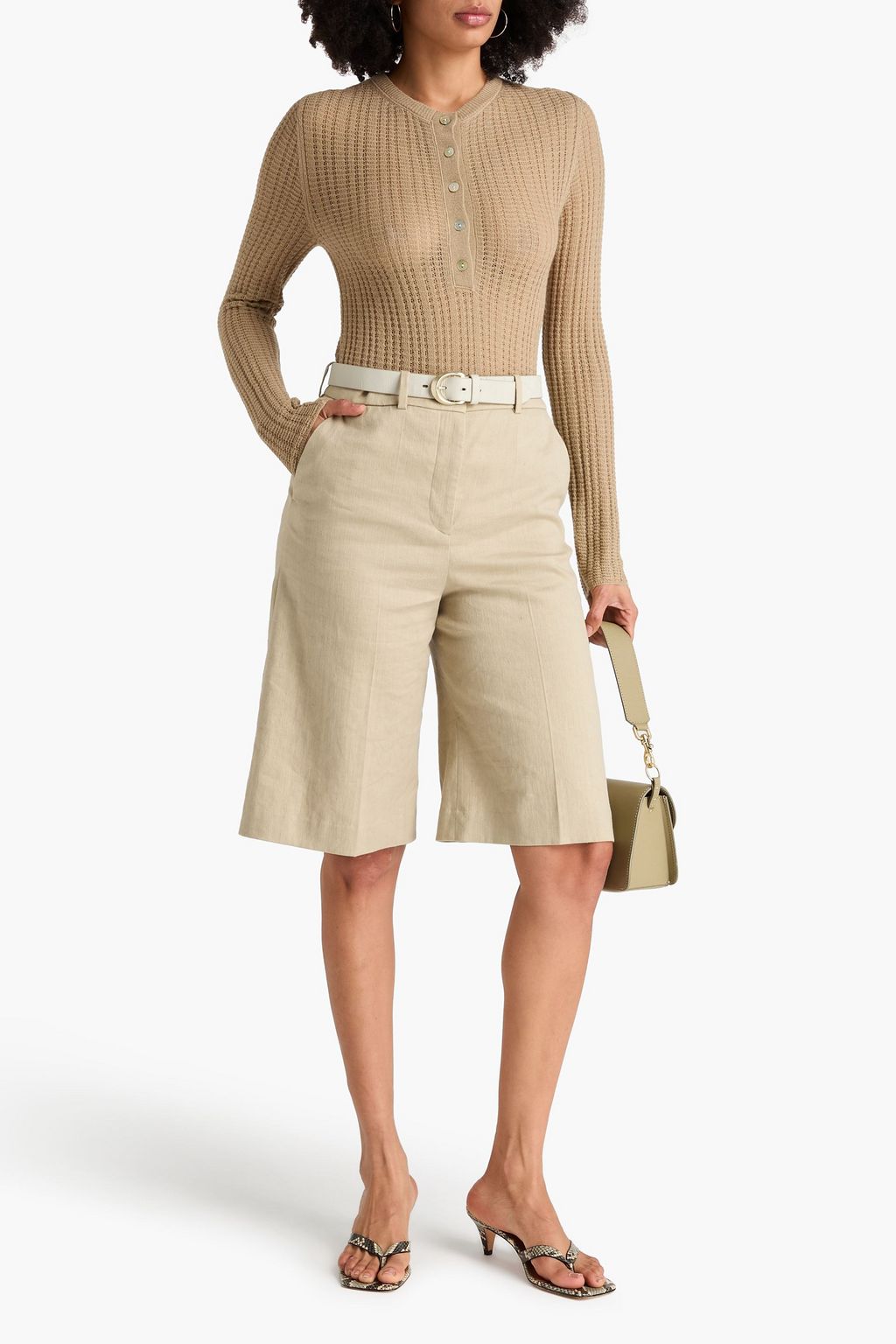 VINCE. كنزة رياضية من مزيج الحرير والكشمير بحبكة بوانتيل