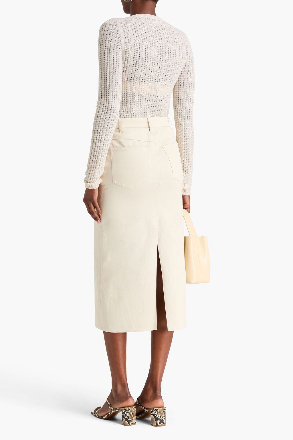 VINCE. كنزة رياضية من مزيج الحرير والكشمير بحبكة بوانتيل