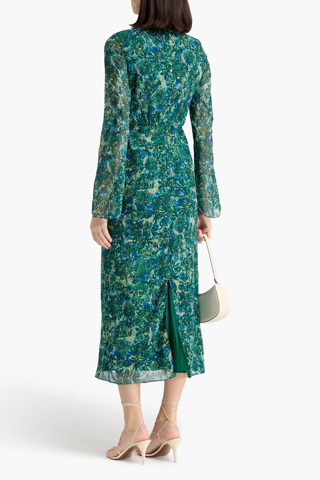 SALONI Domino B cutout printed silk-georgette midi dress