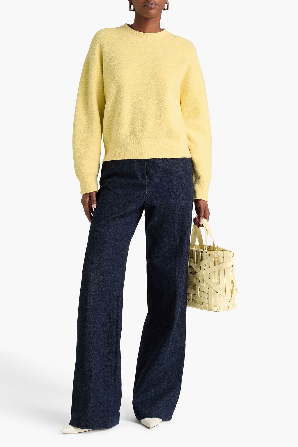 VINCE. كنزة رياضية من مزيج من القطن بحبكة بوكليه