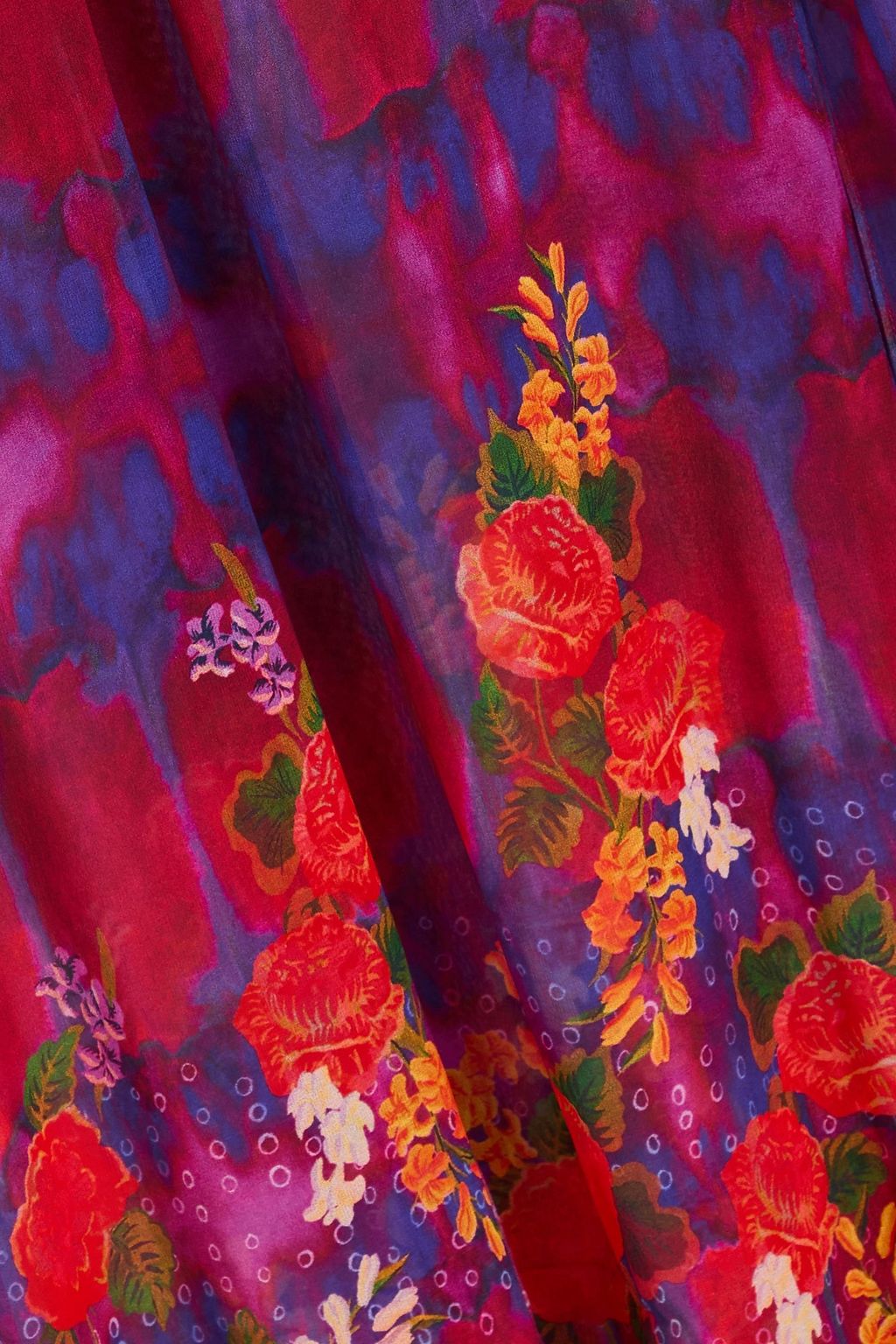 SALONI Poppy ruffled floral-print silk-georgette maxi dress