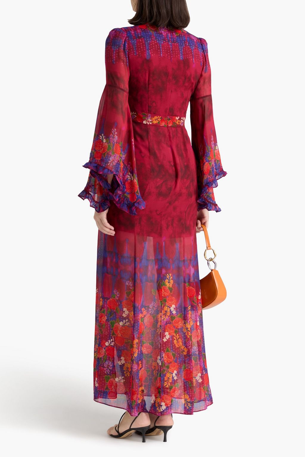 SALONI Poppy ruffled floral-print silk-georgette maxi dress