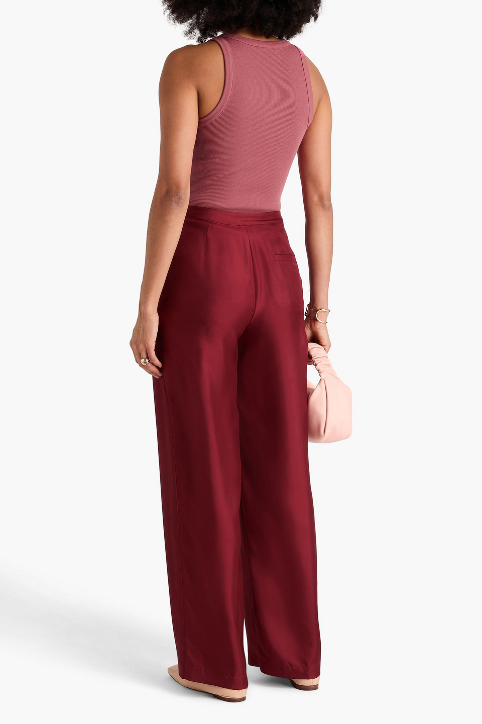 Vince Ribbed Jersey Tank In Pink