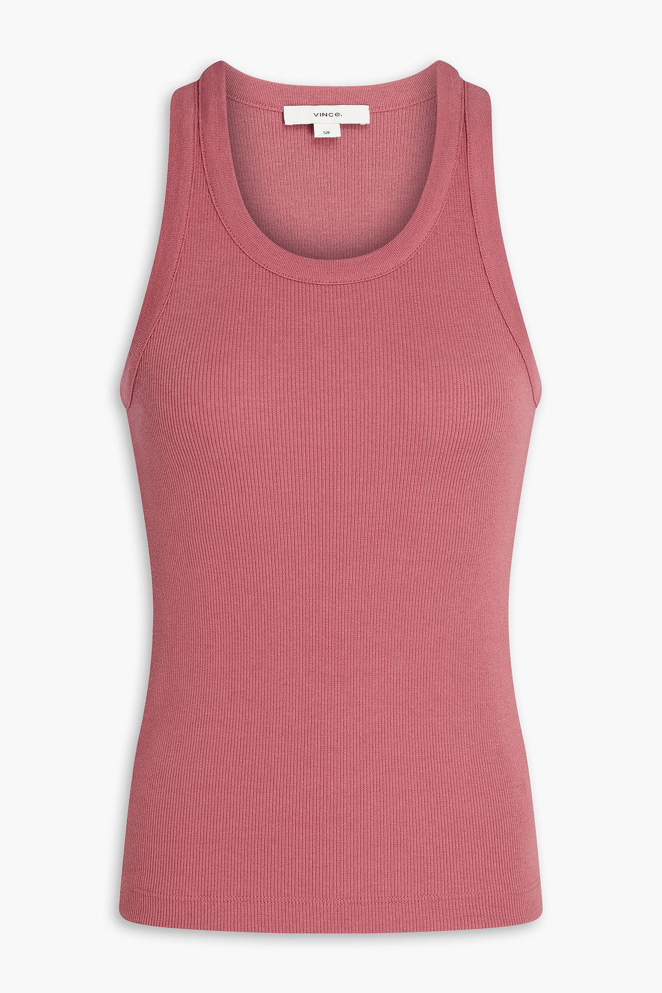Vince Ribbed Jersey Tank In Pink