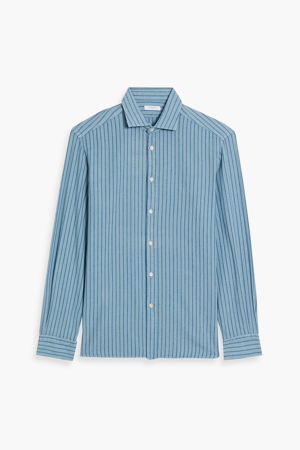 boglioli - striped linen and cotton-blend shirt - blue - eu 39