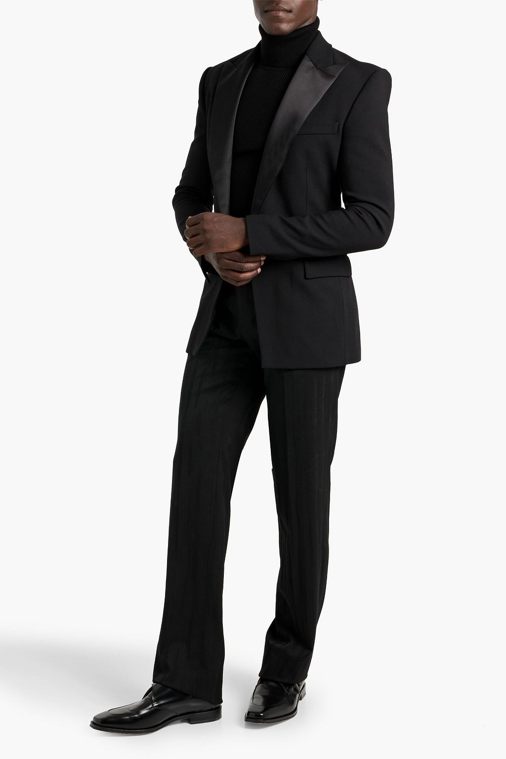 BALMAIN Satin-trimmed crepe blazer