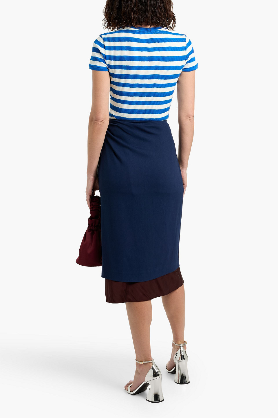 Alice And Olivia Tess Striped Ribbed Cotton-blend Top In Blue