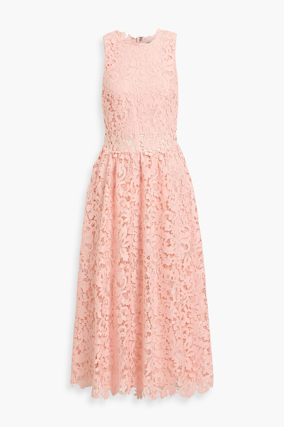 alice olivia - babbette guipure lace midi dress - pink - us 0