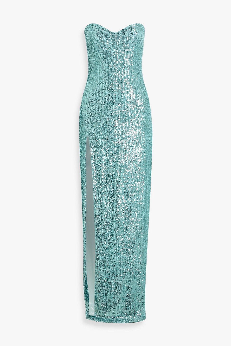 monique lhuillier - strapless sequined tulle gown - blue - us 8