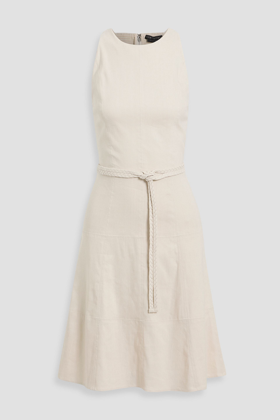 alice olivia - linen-blend dress - white - us 2