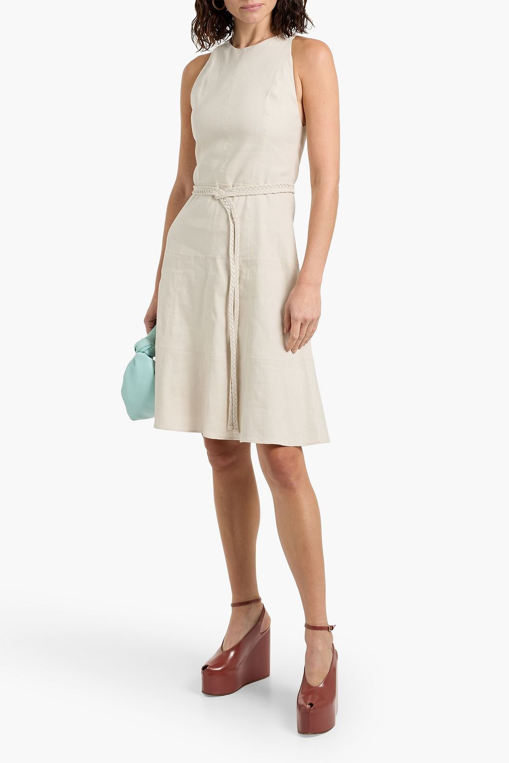 maxi linen shirt dress Short-Sleeved Classic Shirtwaist Maxi Dress in Atlantic Blue Sahara Li main image 1