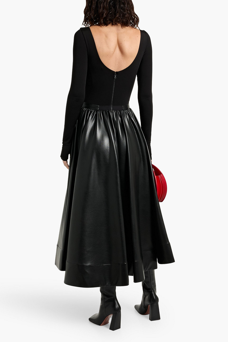 Alice And Olivia Chara Jersey-paneled Maxi Dress In Black