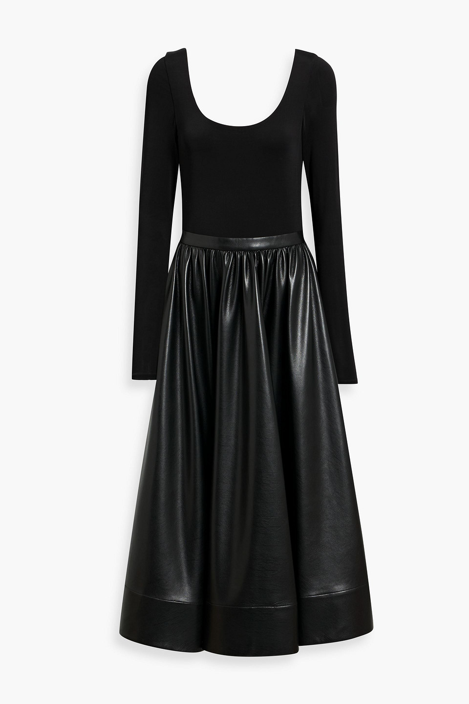 Alice And Olivia Chara Jersey-paneled Maxi Dress In Black