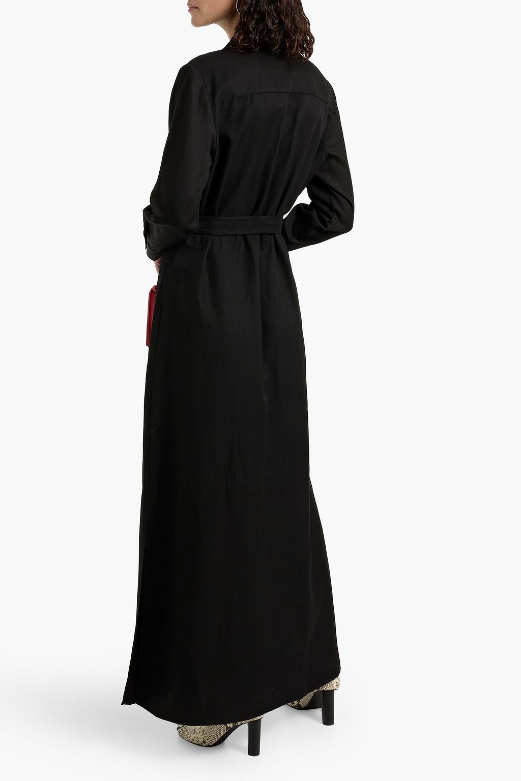 ALICE + OLIVIA Chassidy Lyocell, linen and cotton-blend maxi shirt dress