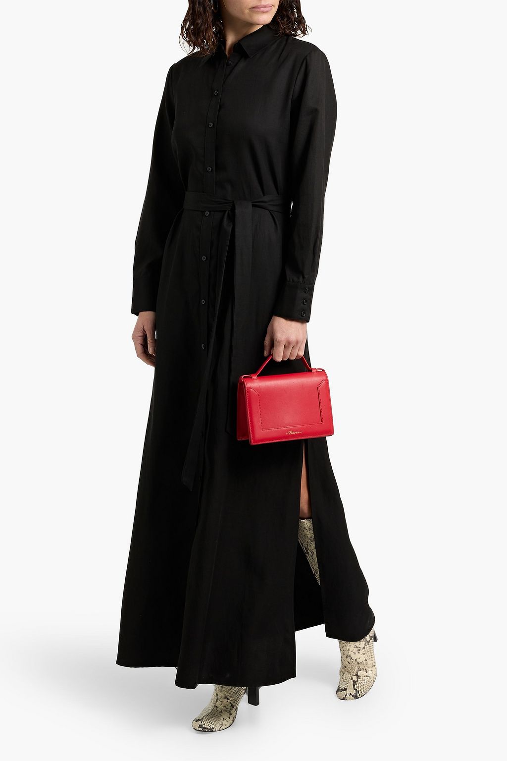 ALICE + OLIVIA Chassidy Lyocell, linen and cotton-blend maxi shirt dress