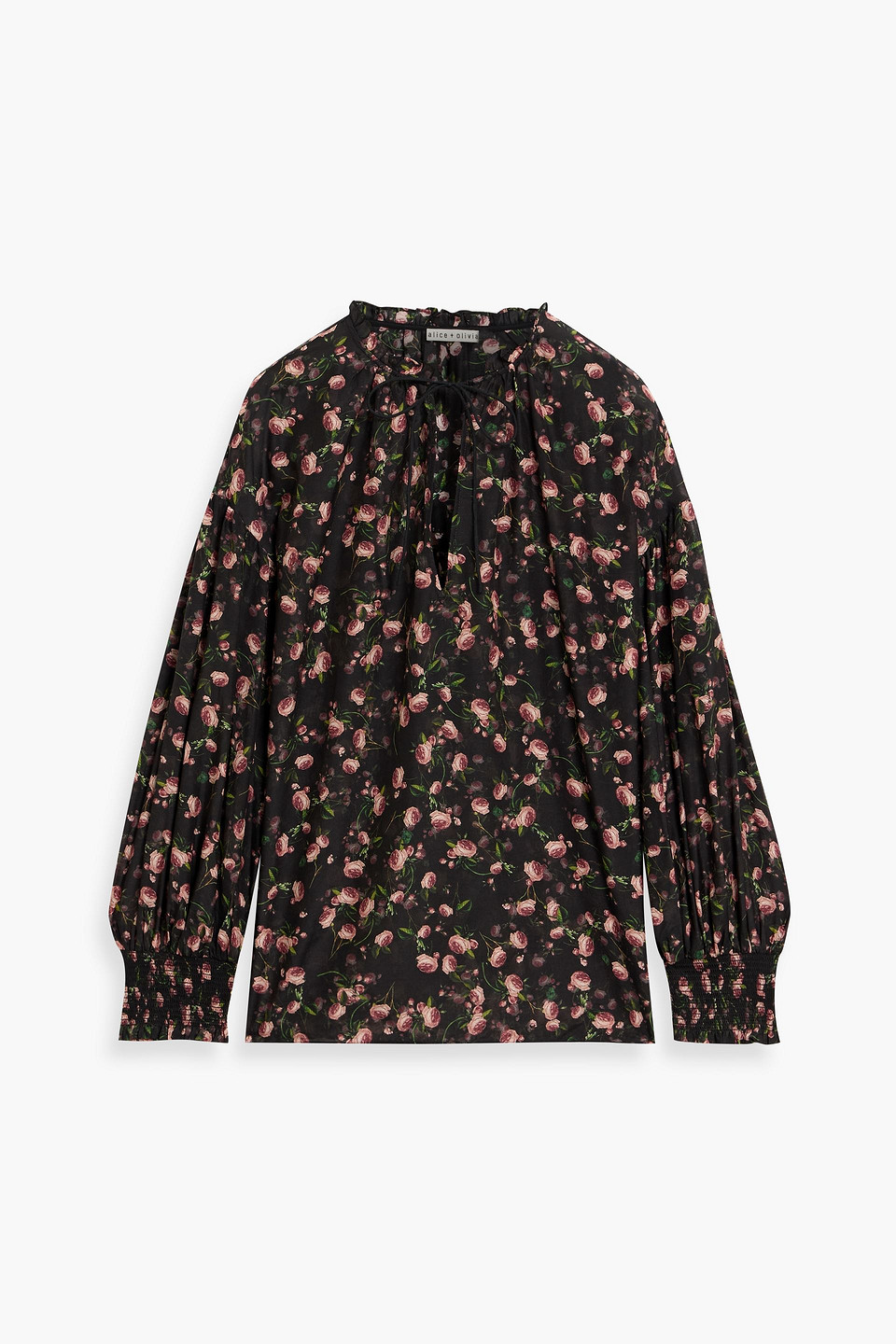 Alice And Olivia Julius Floral-print Cotton And Silk-blend Voile Top In Brown