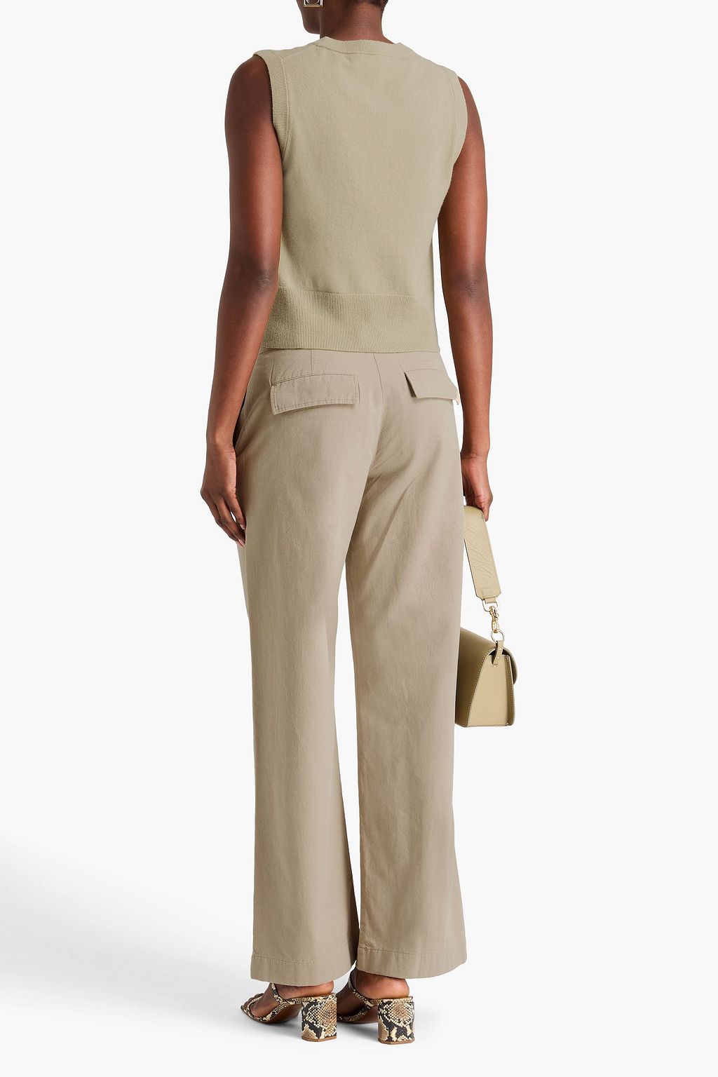 VINCE. بنطال بأرجل واسعة من قطن تويل